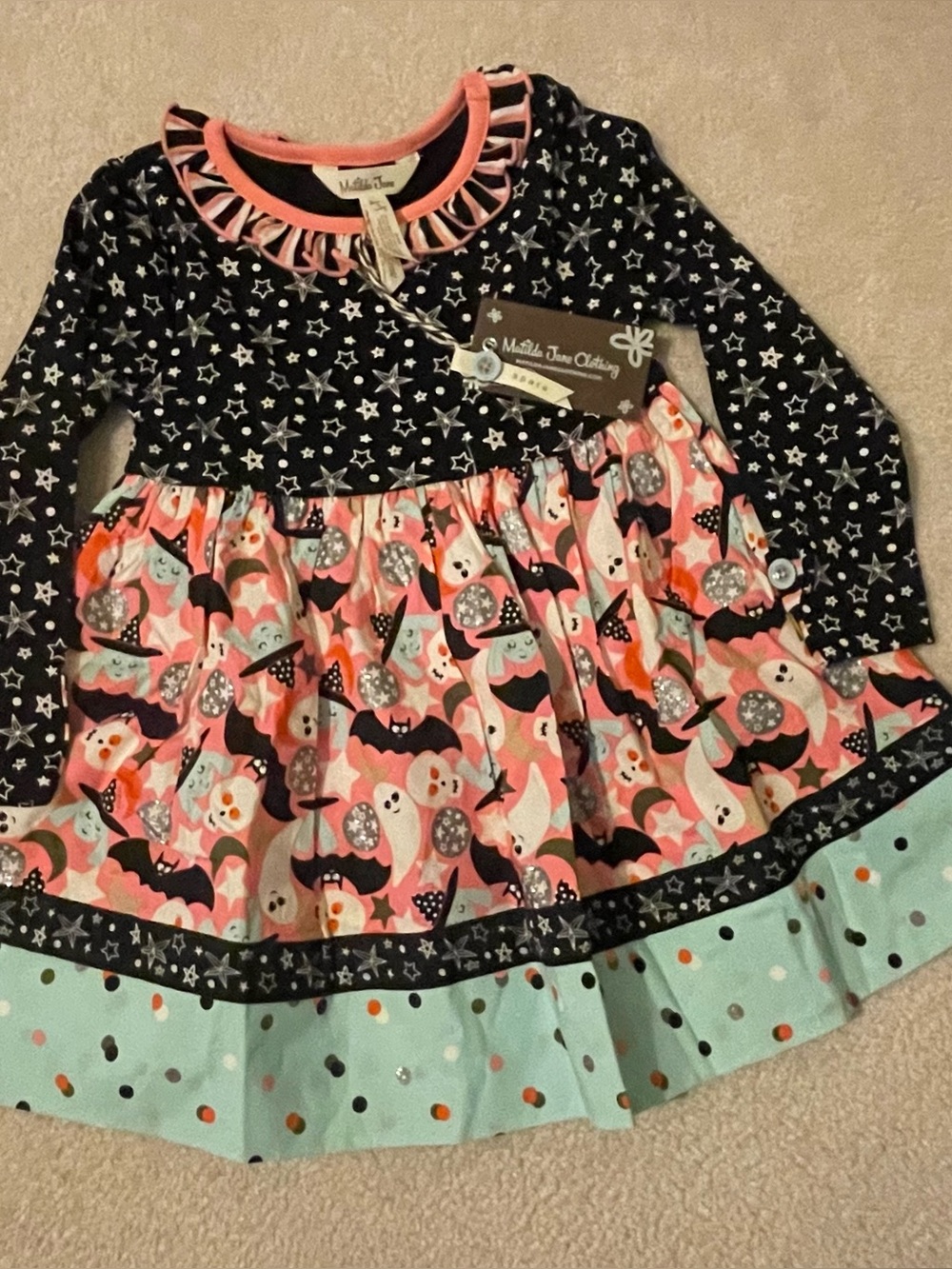 Matilda Jane Heart to Heart Halloween Fun Mixed print dress- size 2 NWT